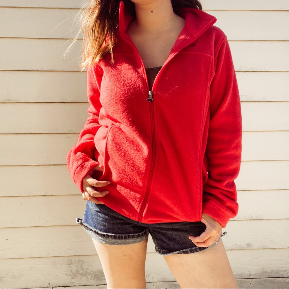 NWOT Bright red fleece zip up Columbia jacket